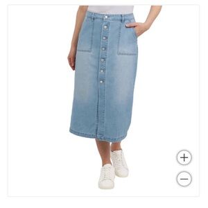 Wrangler Light Blue Denim Button-Front Midi Skirt